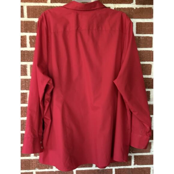 Lands’ End Red Wrinkle Free Broadcloth Button Down Blouse Size 26W - Picture 2 of 3